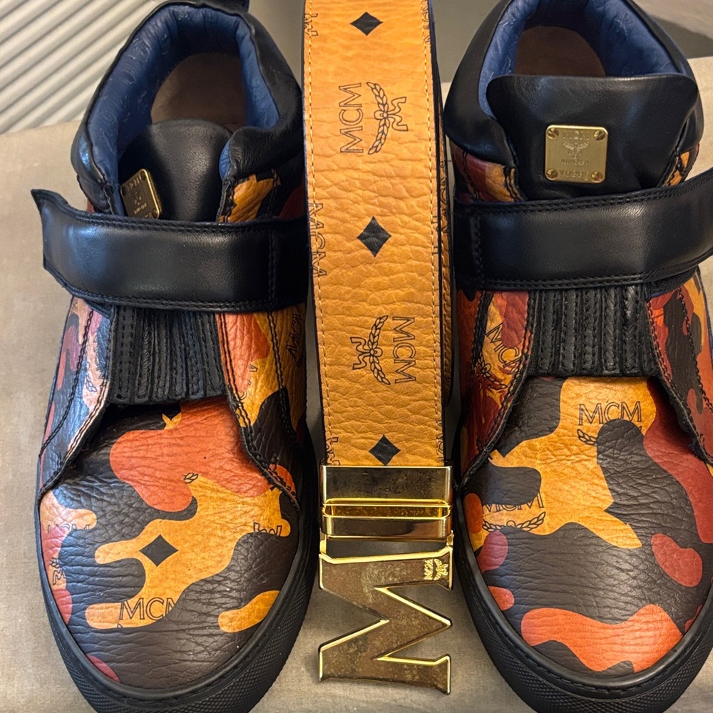 MCM Men’s Sneakers - Black and Orange Camo EXCLUSIVE